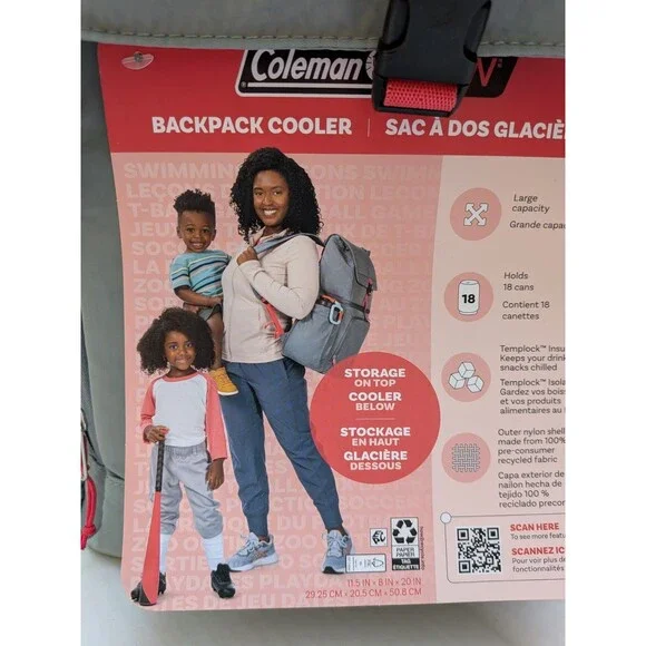 Coleman Grey Collapsible Insulated Backpack Cooler Bag Lunch Travel NEW - Picture 4 of 10